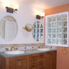 New double sink and vanity bathroom remodeling in Morrison, CO